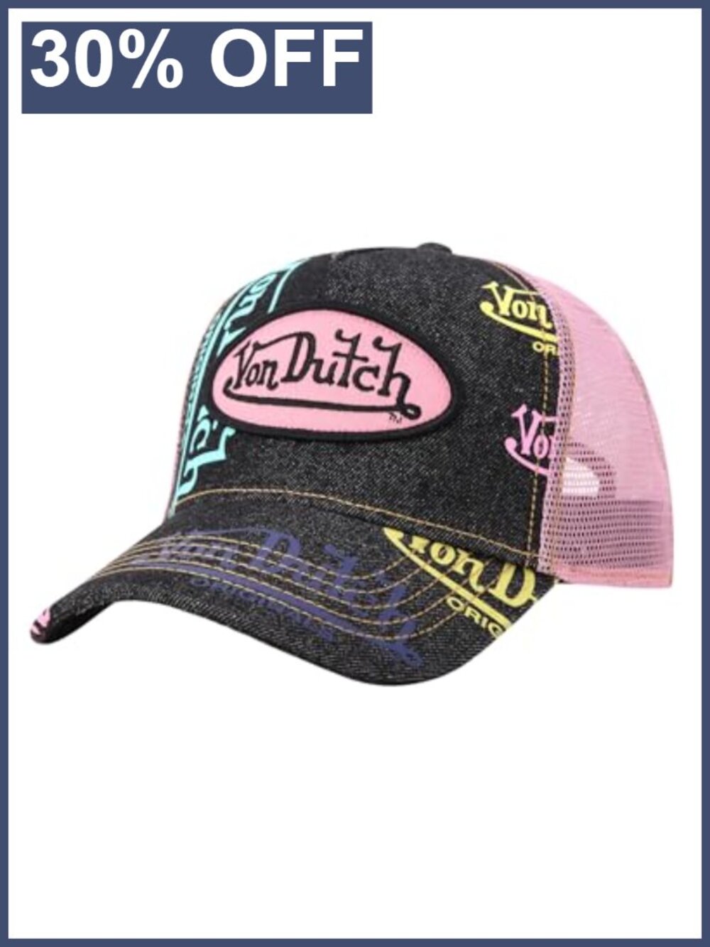 Von Dutch Monogram Trucker Cap Mesh Back Curved Bill Snapback